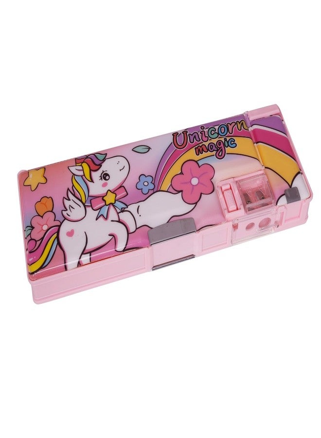 CherryBox Unicorn Pencil Case with Sharpener - Magnetic Stopper Unicorn Pencil Box for Kids, Stationary Organizer Box, Pencil Box for Girls, Kids, Boys, Return Gift for Children (Pink) - Image 1